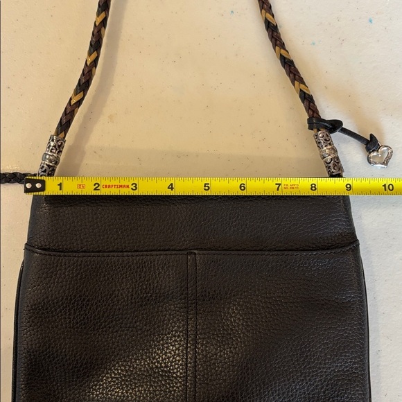 Brighton Black Leather Shoulder Bag Braided Strap